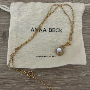 Anna Beck Gold Necklace with White Pearl